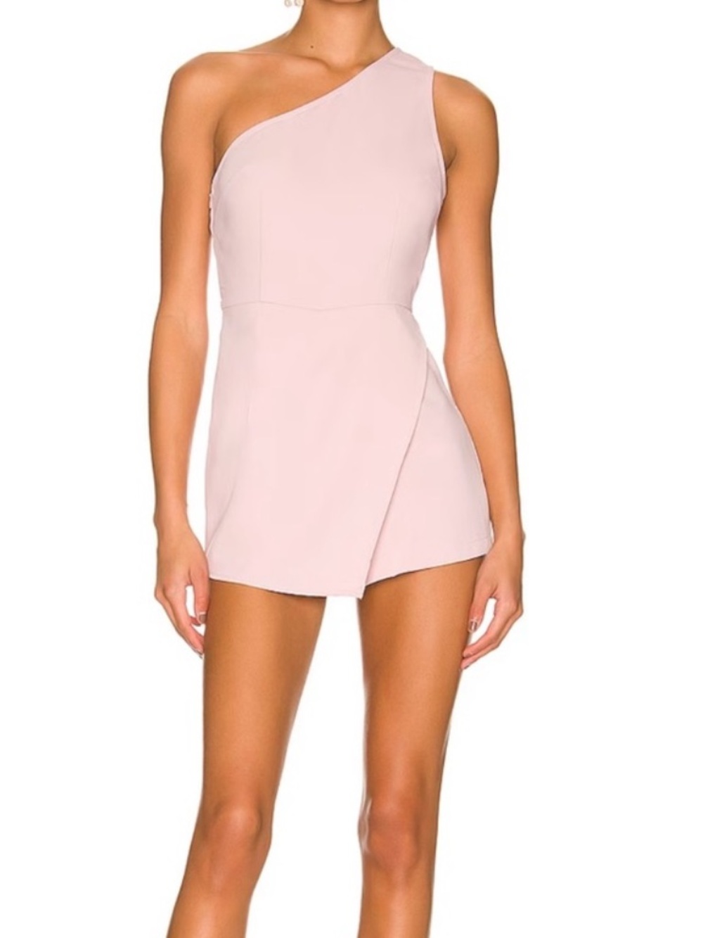 Revolve: Superdown Alexa One Shoulder Romper in Baby Pink Size M
